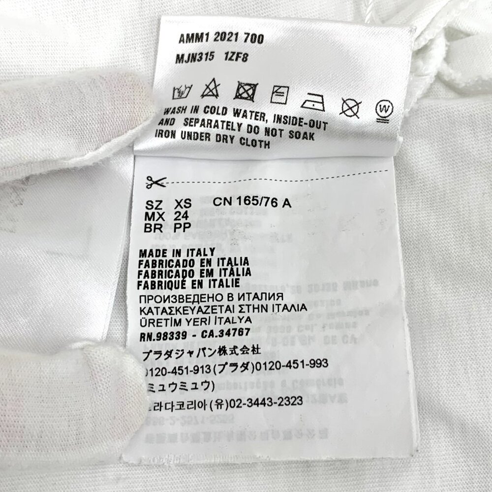 GW0522 Miu Miu White cat letter printed cotton round neck short-sleeved T-shirt - Picture 7 of 9